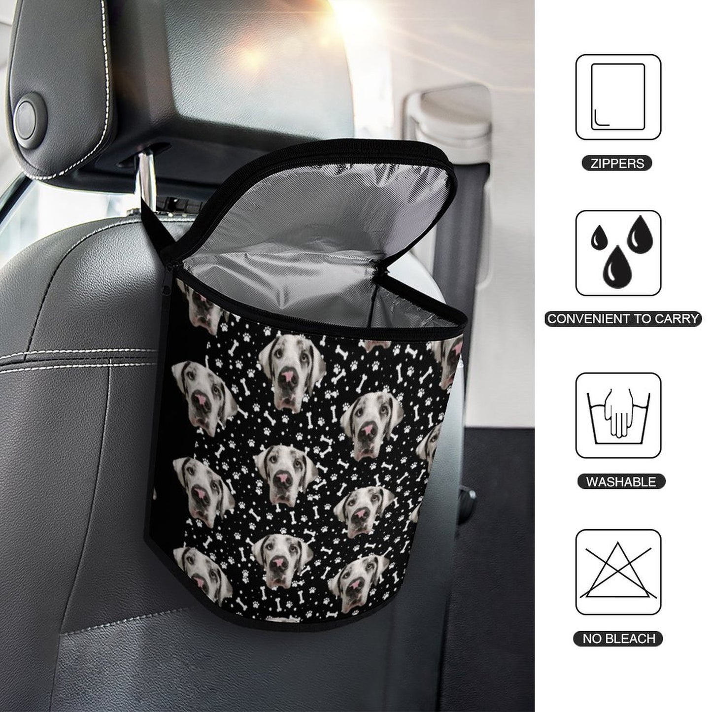 FACE w PAWS-n-BONES Collapsible Car Trash Bin