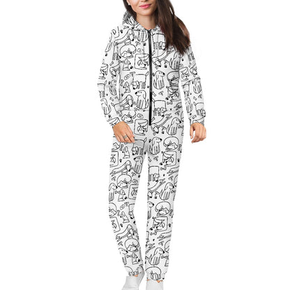 Women's hooded long sleeve jumpsuit
