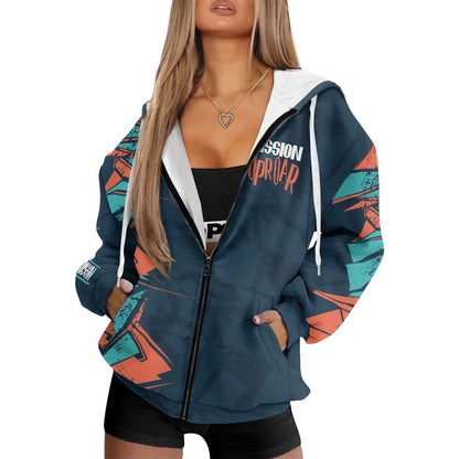 MISSION UPROAR Ladies Loose Zipper Sweatshirt