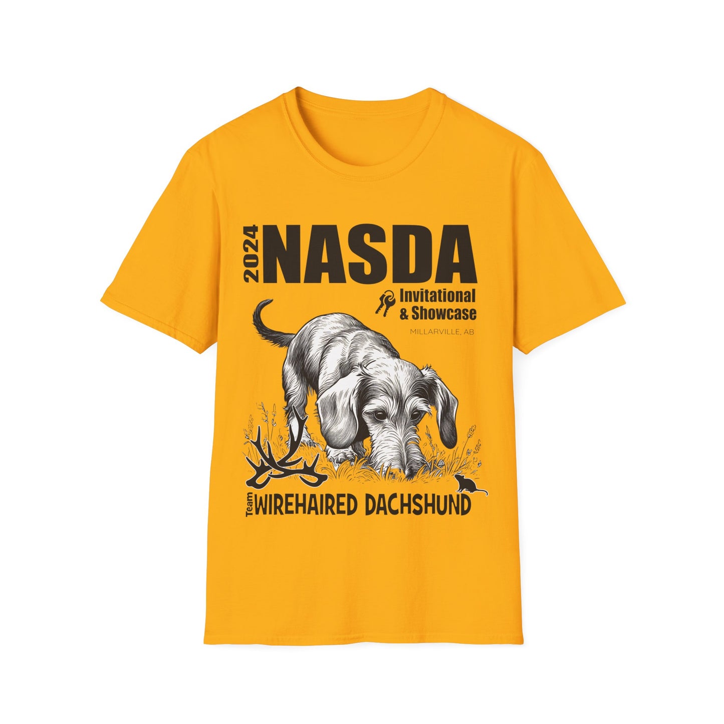 *Ginny, Geordie & Gerbils! * WIREHAIRED DACHSHUND - NASDA  Unisex Softstyle T-Shirt