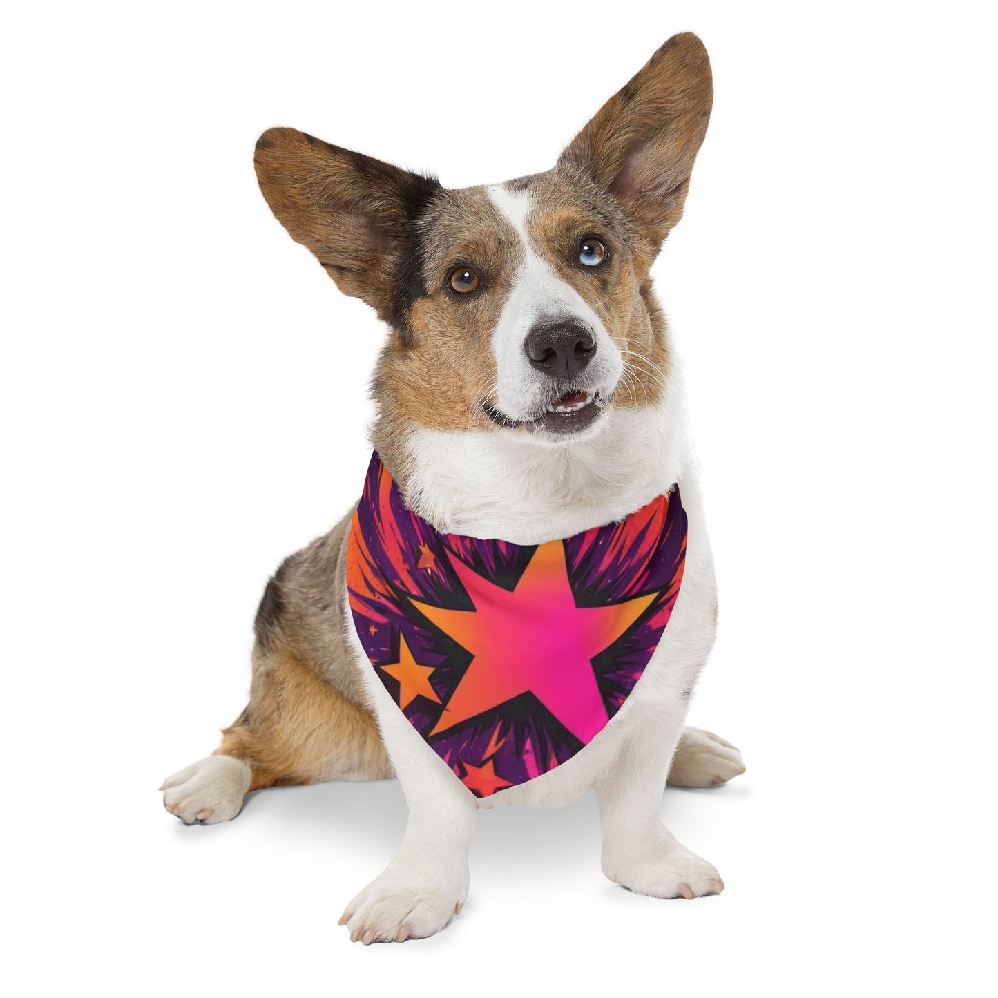 PINK ORANGE STAR Pet Bandana Collar