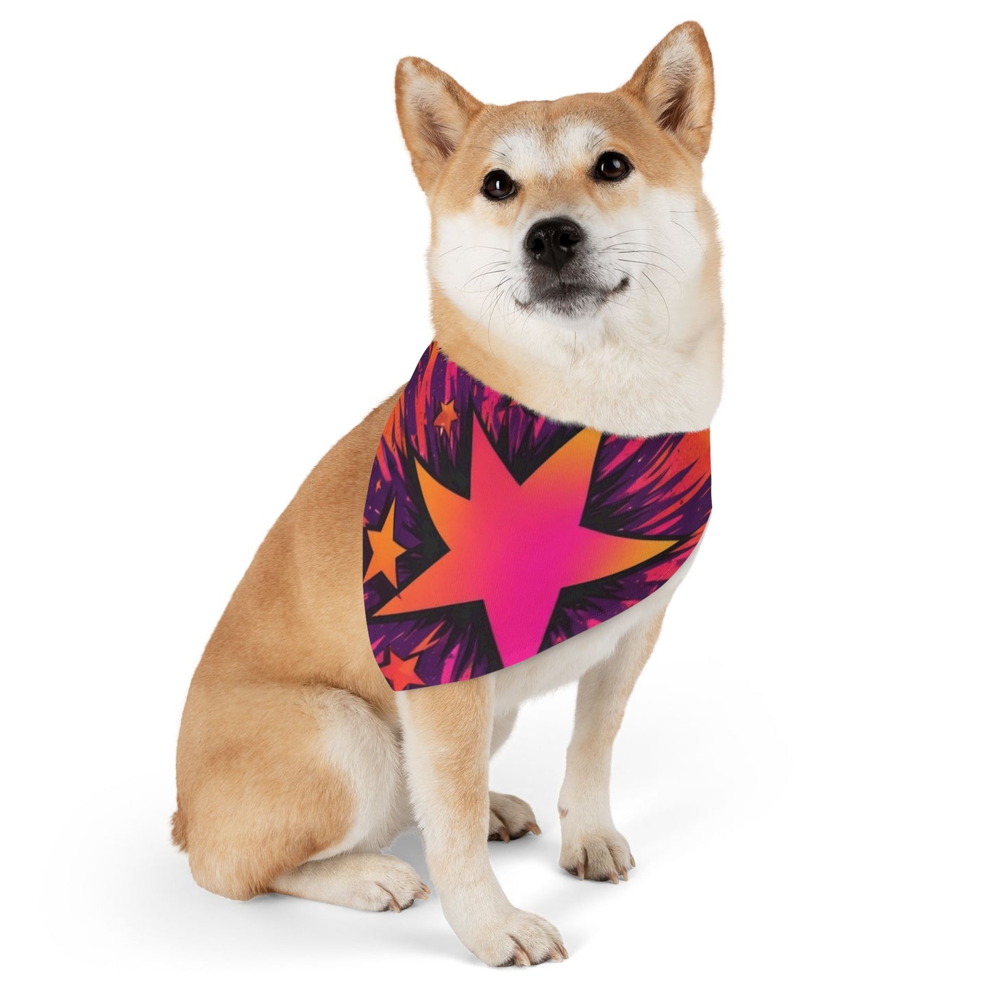 PINK ORANGE STAR Pet Bandana Collar