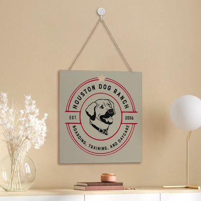 HOUSTON DOG RANCH Square Wood Wall Decor Hanging Poster-12"x12"/30x30cm