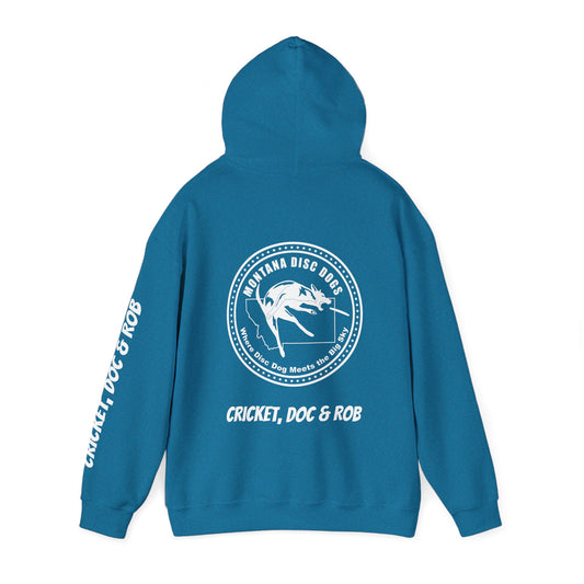 Cricket, Doc & Rob *MONTANA DISC DOGS Unisex Heavy Blend™ Hooded Sweatshirt