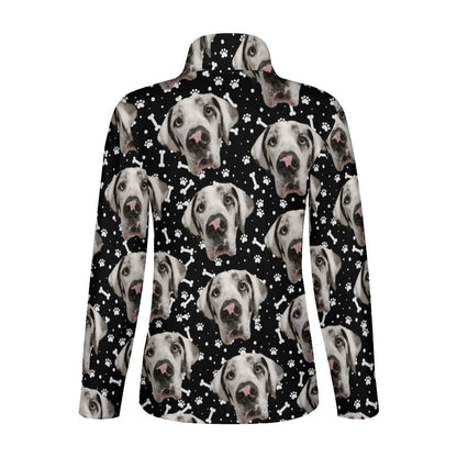 FACE w PAWS-n-BONES 1/4 Zipper Long Sleeve