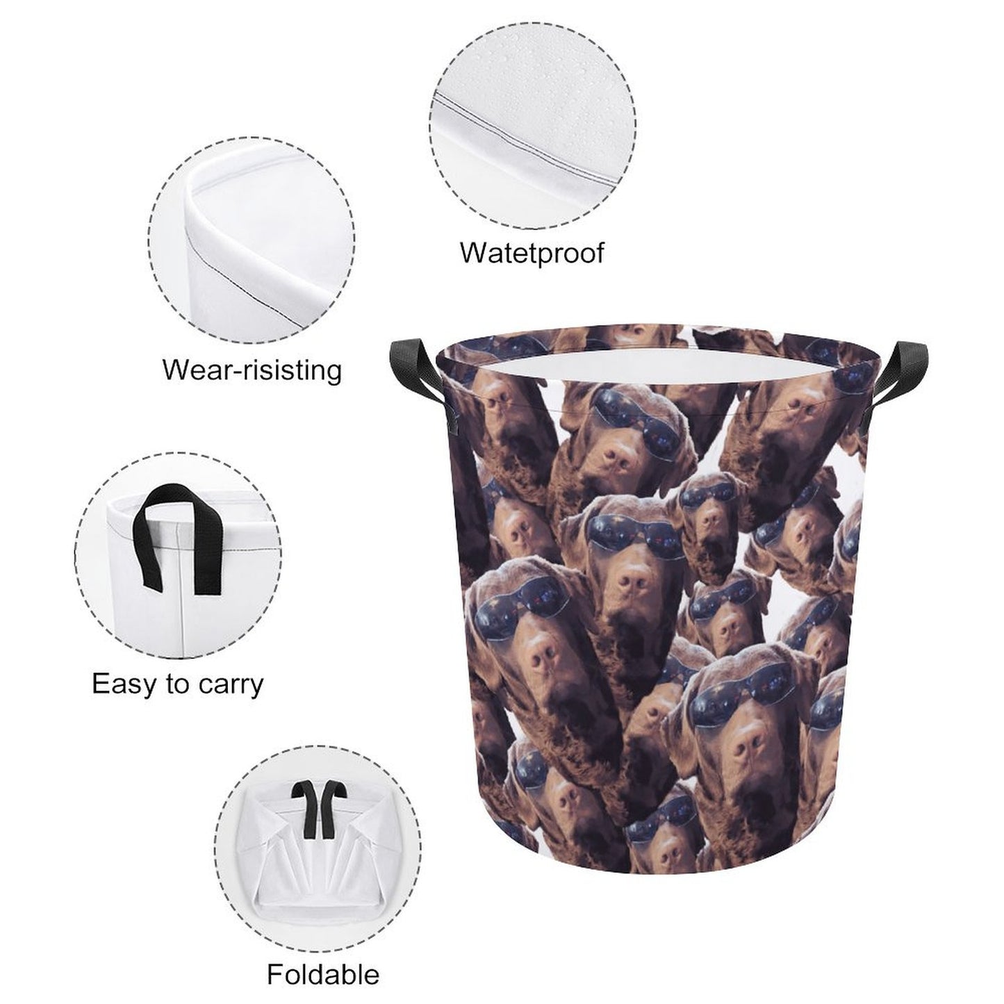 FOXY LADY _ LAB _ COLLAGE FACE DESIGN -Collapsible Laundry Basket