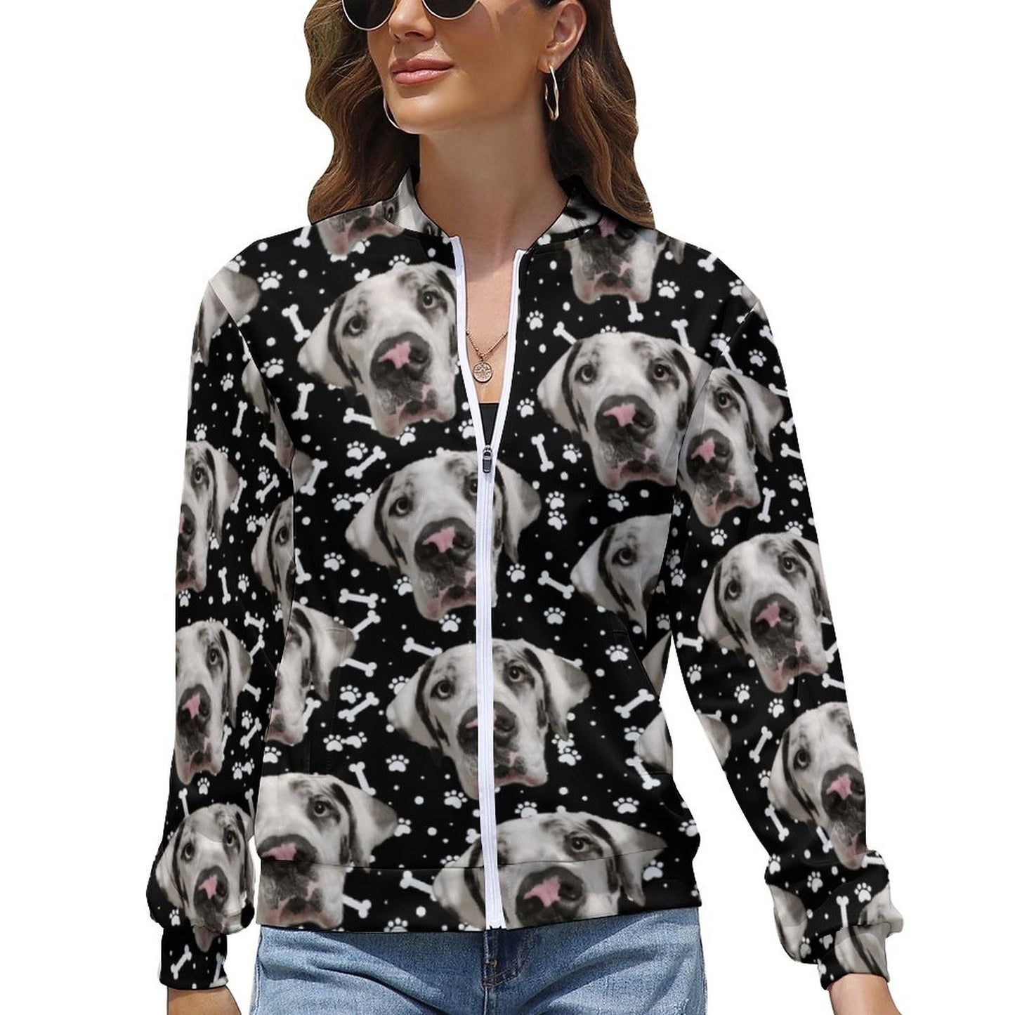 FACE w PAWS-n-BONES Women's Zipper Jacket