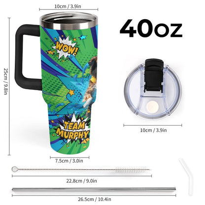 mUrphy 40oz Insulated Tumbler with Handle and Straw