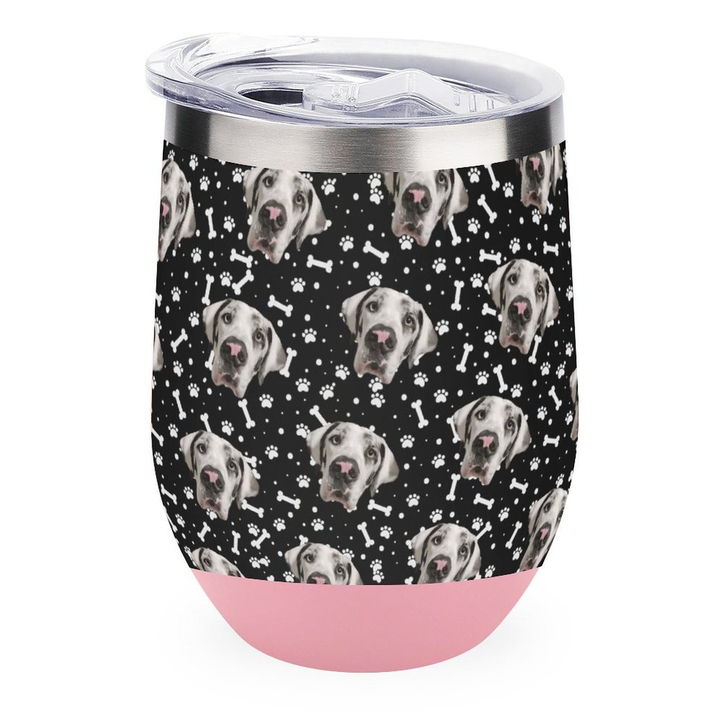 FACE w PAWS-n-BONES Wine Tumbler with Lid