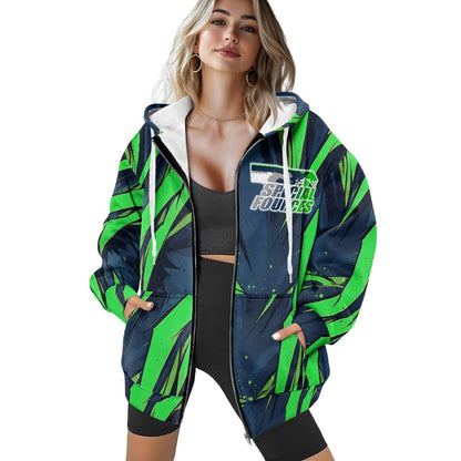 Ladies loose zipper sweatshirt