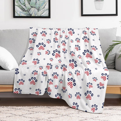 PATRIOTIC - PAWS-N-STARS Flannel Blanket-50"x60"