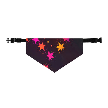 PINK ORANGE  STARS ON BLACK Pet Bandana Collar