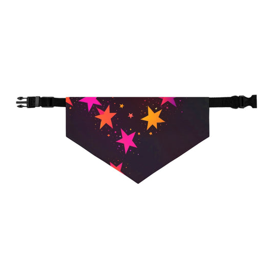 PINK ORANGE  STARS ON BLACK Pet Bandana Collar