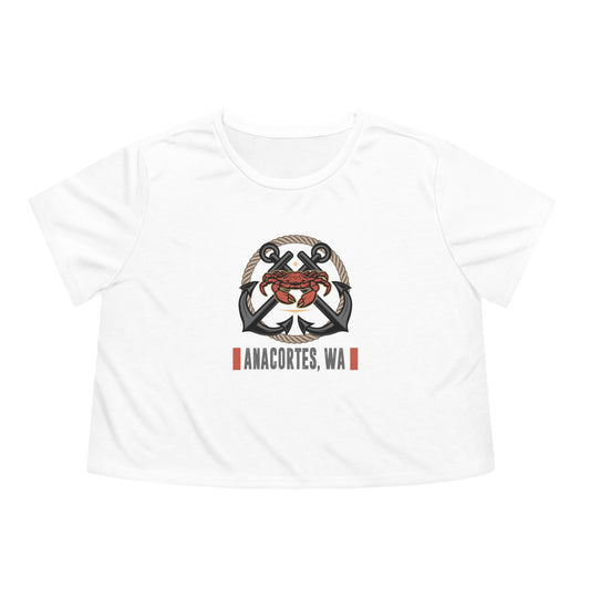 ANACORTES CRAB Women's Flowy Cropped Tee