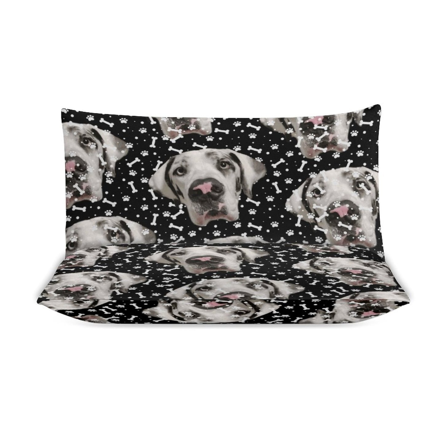 FACE w PAWS-n-BONES  Bedding Set-86"×70"/ 218×177cm (Dual-sidede Printing)