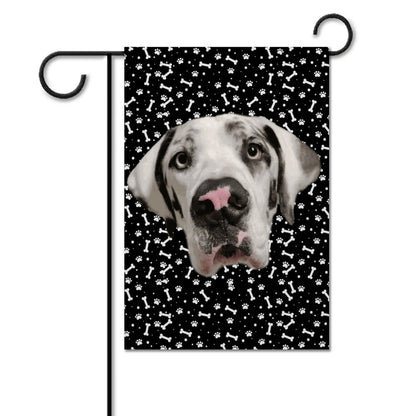 FACE w PAWS-n-BONES GARDEN FLAG  ( 2 Sides)-12"x18"