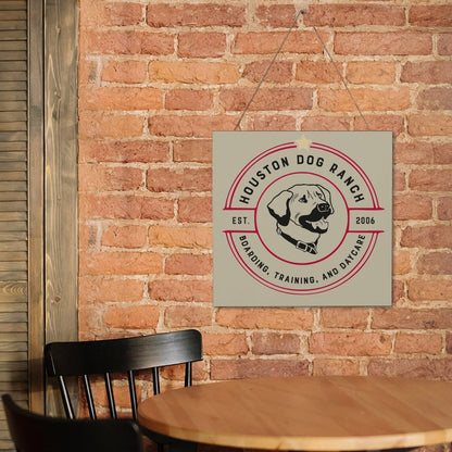 HOUSTON DOG RANCH Square Wood Wall Decor Hanging Poster-12"x12"/30x30cm