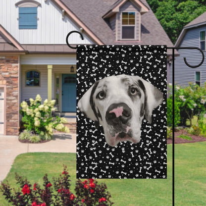 FACE w PAWS-n-BONES GARDEN FLAG  ( 2 Sides)-12"x18"