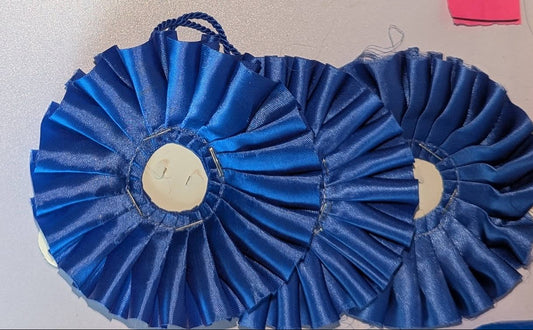 ROSETTE  - 4" BLUE, WHITE & 5" PURPLE
