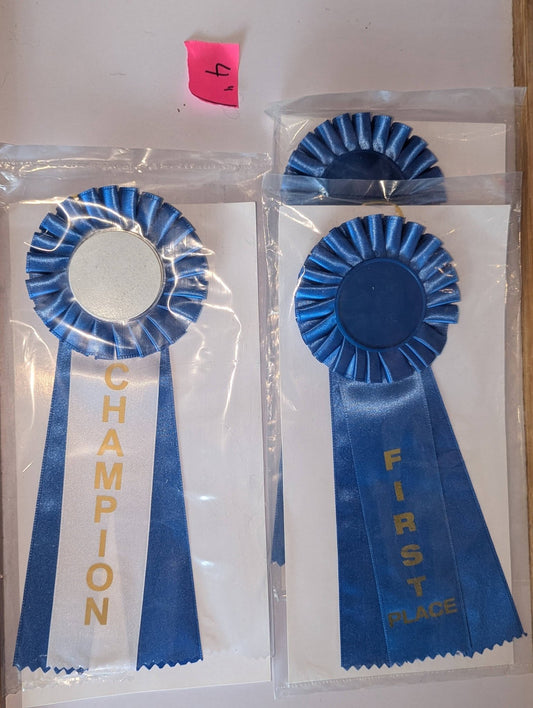 ROSETTE  - 4" BLUE FIRST PLACE