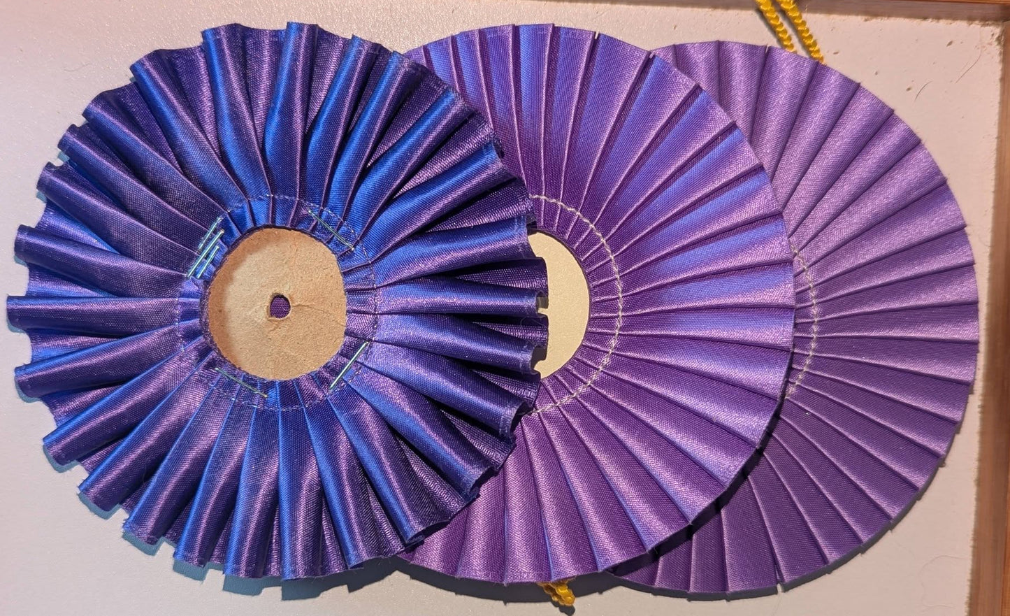 ROSETTE  - 4" BLUE, WHITE & 5" PURPLE