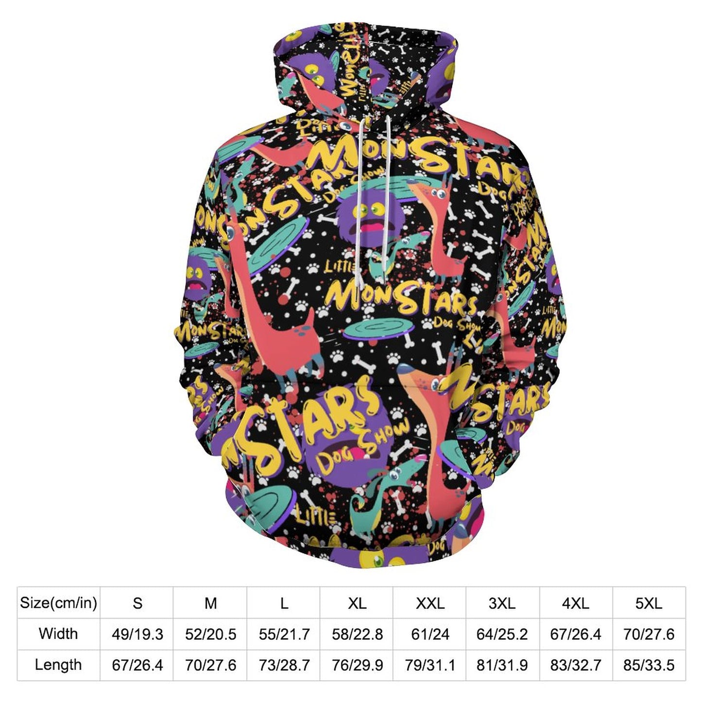 LITTLE MONSTERS  Hoodie with Double-layer Cap (All-Over Printing)