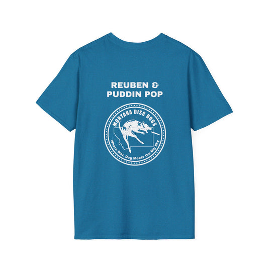 *REUBEN & PUDDIN POP MONTANA DISC DOGS Unisex Softstyle T-Shirt