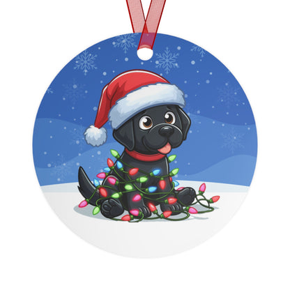 BLACK LAB  HOLIDAY Metal Ornament