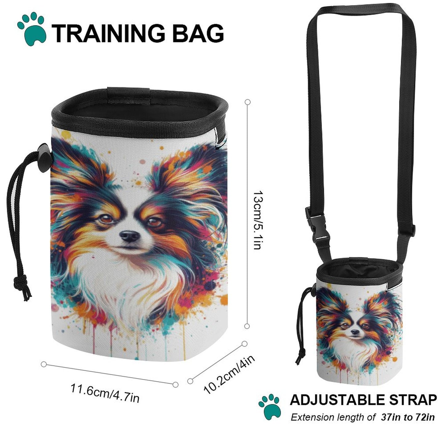 PAPILLON PAINT SPLATTER  Dog Treat Training Bag