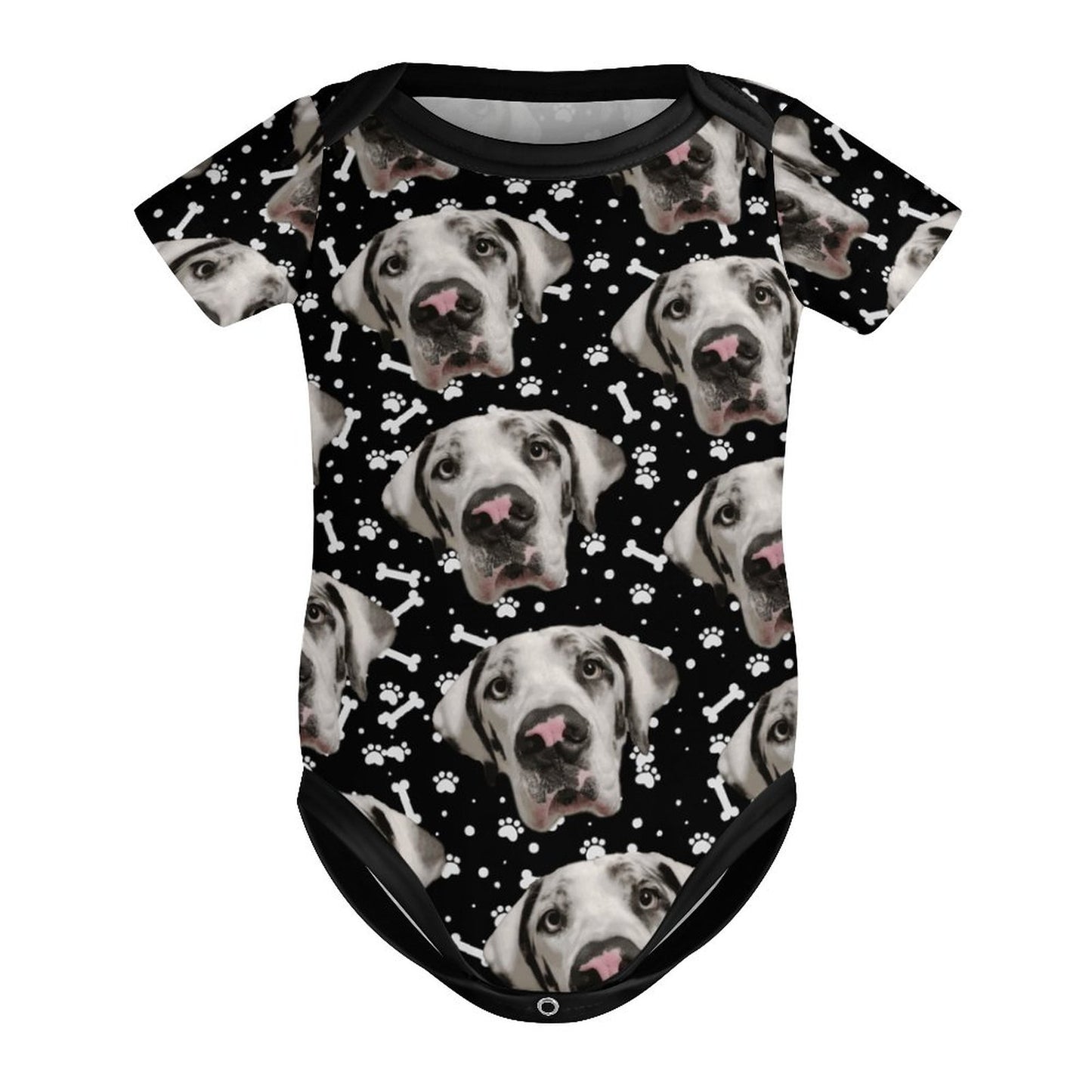 FACE w PAWS-n-BONES Short Sleeve Baby Romper