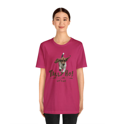 TALLY HO, LETS GO - BASSET  -  Unisex Short Sleeve Tee