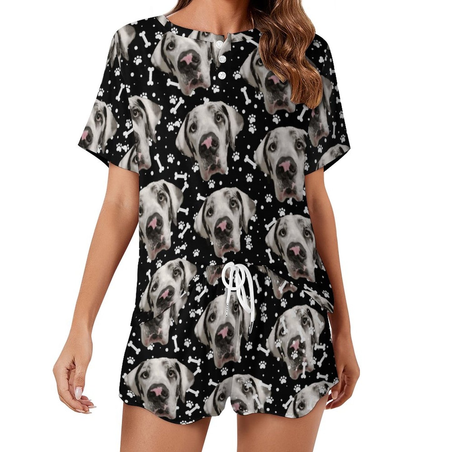 FACE w PAWS-n-BONES Short Sleeve Loungewear Set