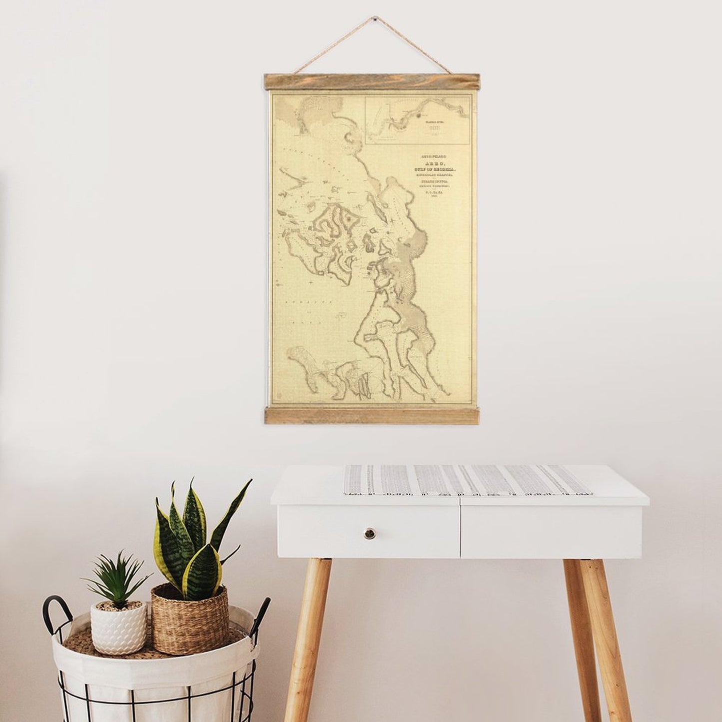 Framed Flax Painting Wall Decor