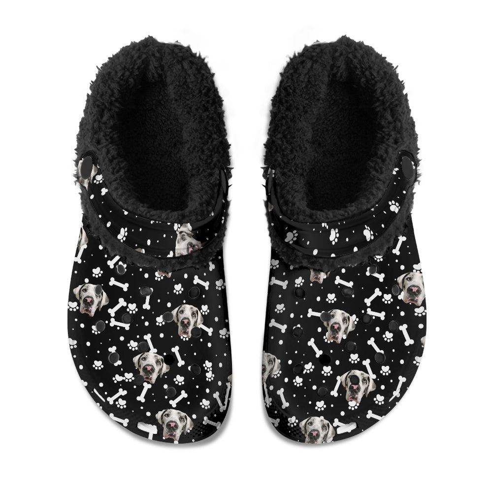 FACE w PAWS-n-BONES Fuzzy SLIP ON SHOES