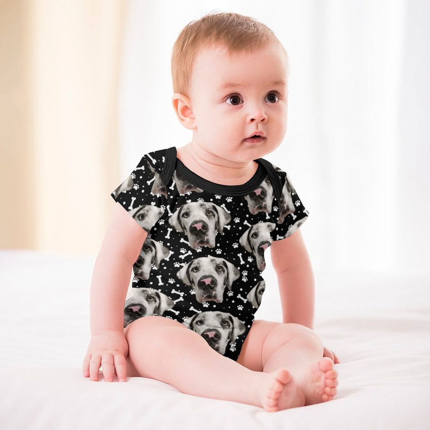 FACE w PAWS-n-BONES Short Sleeve Baby Romper