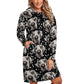 FACE w PAWS-n-BONES  Long Sleeve Hoodie Dress