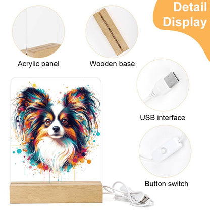 PAPILLON PAINT SPLATTER  Acrylic Night Light with Wooden Base