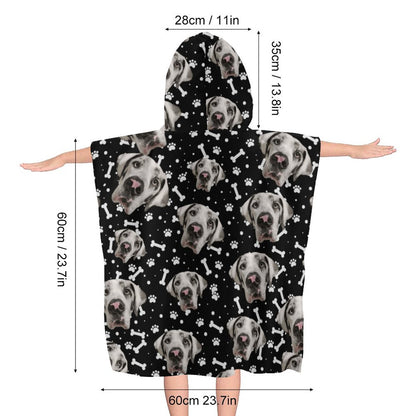 FACE w PAWS-n-BONES YOUTH Hooded Towel for Kids
