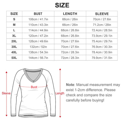 KIX V-neck Loose Long Sleeve T-shirt