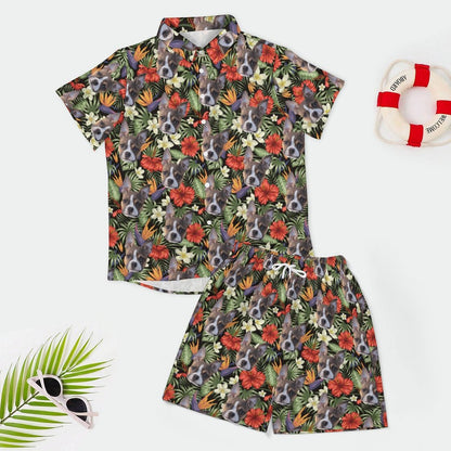 HAWAIIAN STYLE FACE - Short Sleeve Shirt and Shorts Set