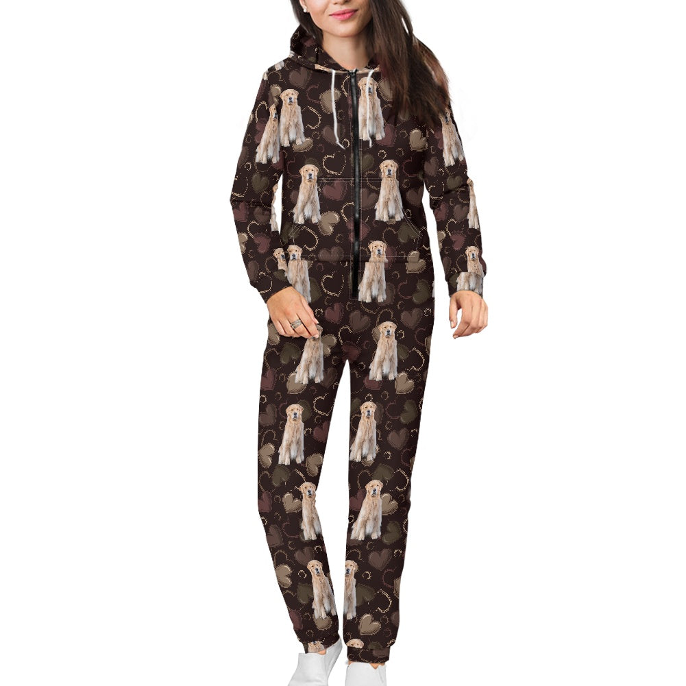 Women's hooded long sleeve jumpsuit
