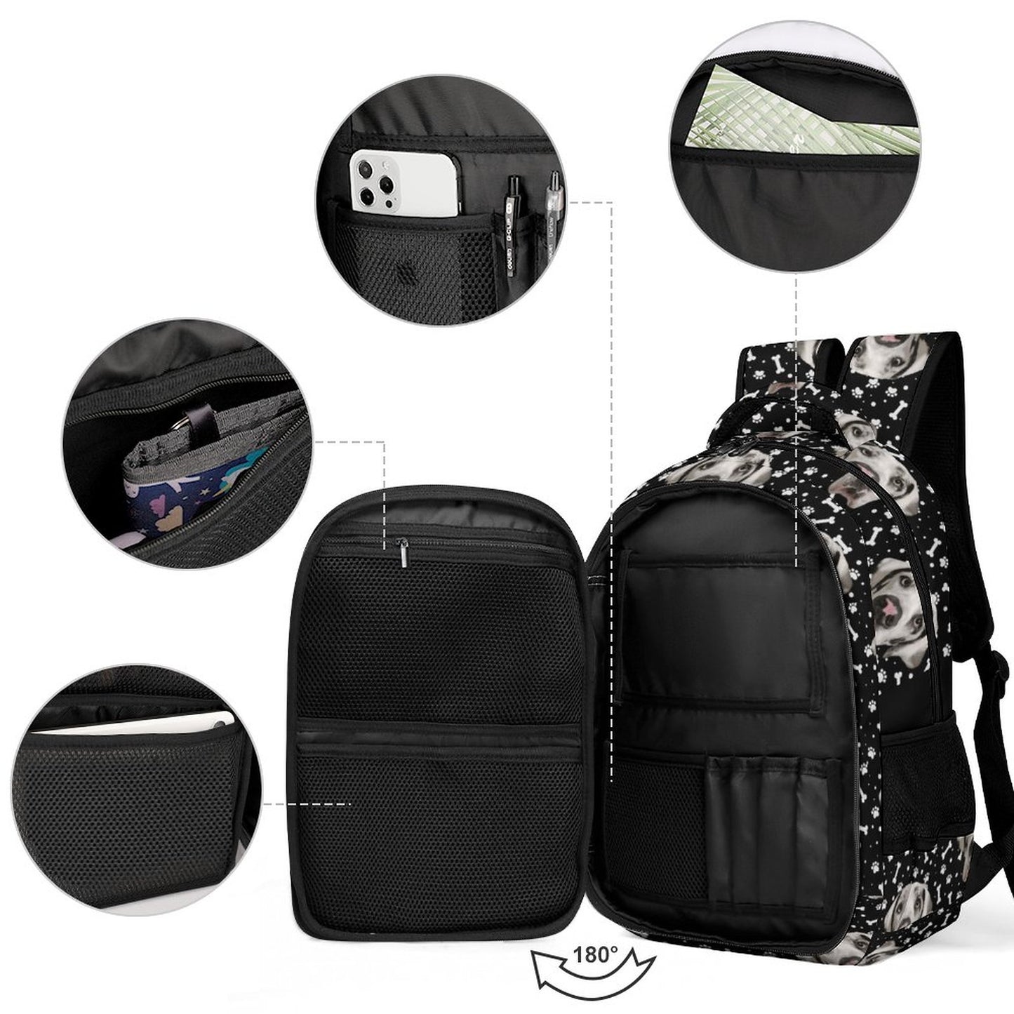 FACE w PAWS-n-BONES Multi-Pocket Travel Bag