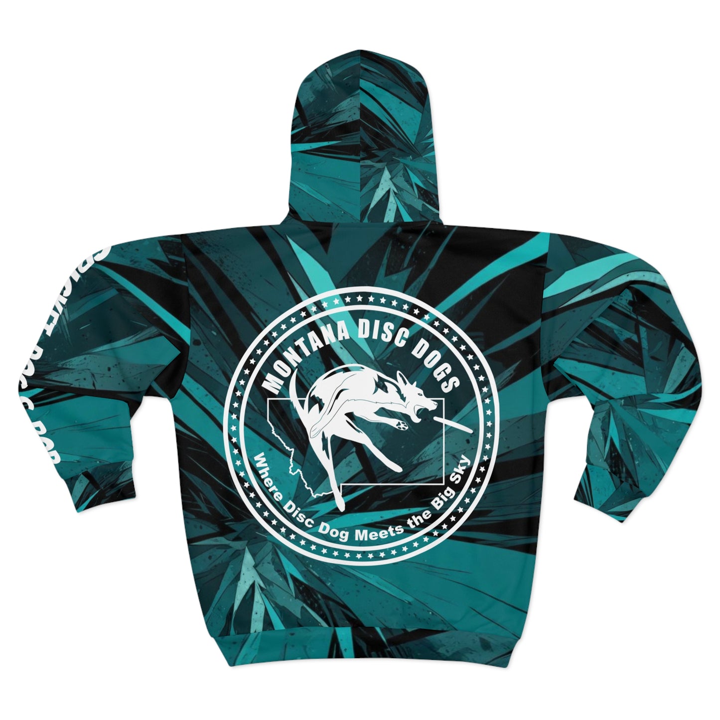 Cricket, Doc & Rob MONTANA DISC DOGS Unisex Zip Hoodie (AOP)