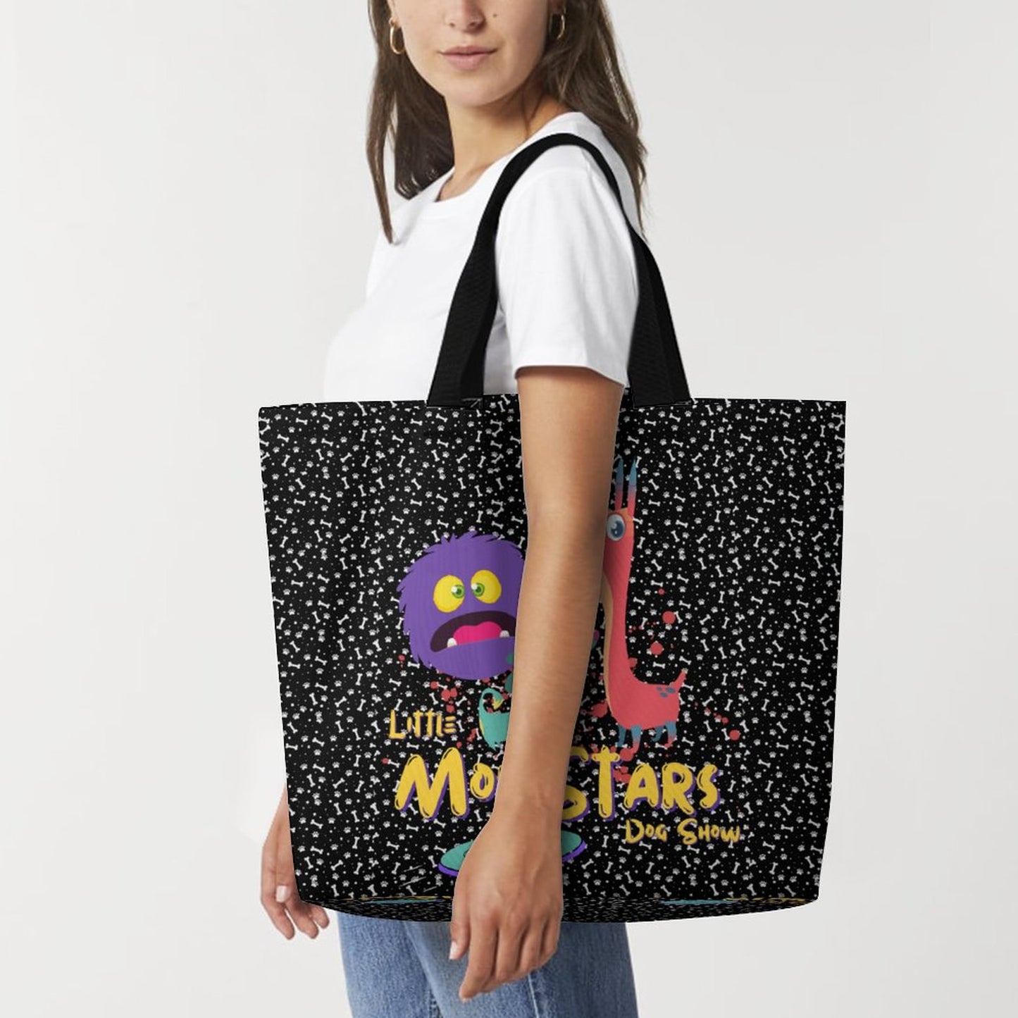 LITTLE MONSTERS Large One Shoulder Shopping Bag (All-Over Printing)