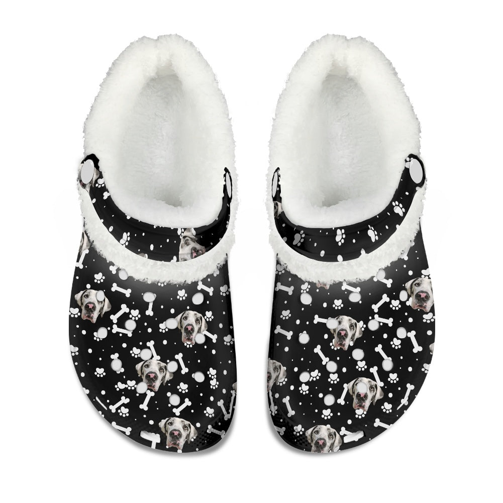 FACE w PAWS-n-BONES Fuzzy SLIP ON SHOES