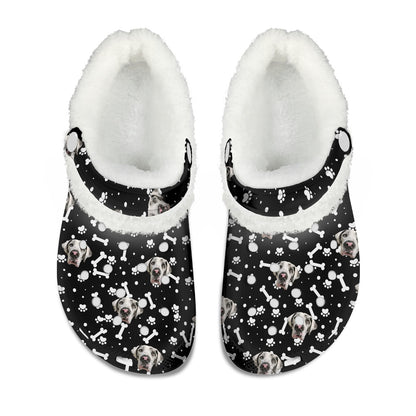 FACE w PAWS-n-BONES Fuzzy SLIP ON SHOES