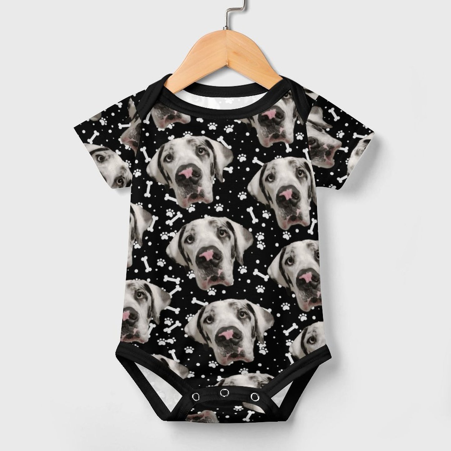 FACE w PAWS-n-BONES Short Sleeve Baby Romper