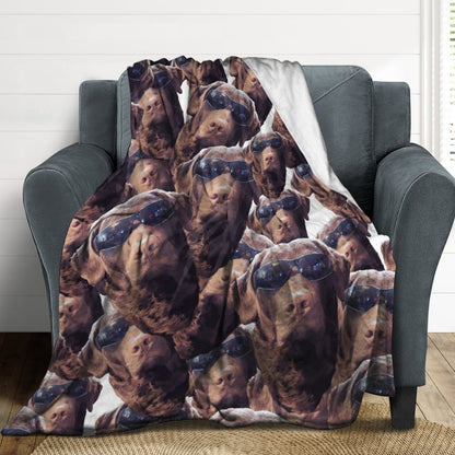 FOXY LADY _ LAB _ COLLAGE FACE DESIGN -Flannel Throw Blanket-60"x80"