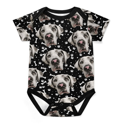 FACE w PAWS-n-BONES Short Sleeve Baby Romper