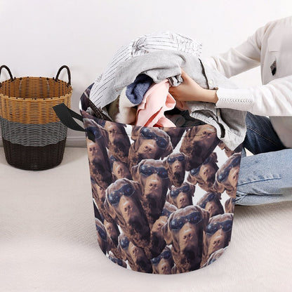 FOXY LADY _ LAB _ COLLAGE FACE DESIGN -Collapsible Laundry Basket